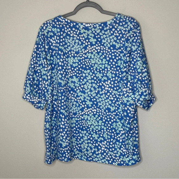 Talbots Plus 2X Floral Popover Blouse‎ Puff Sleeves Cottagecore Coastal Grandma - Picture 9 of 9